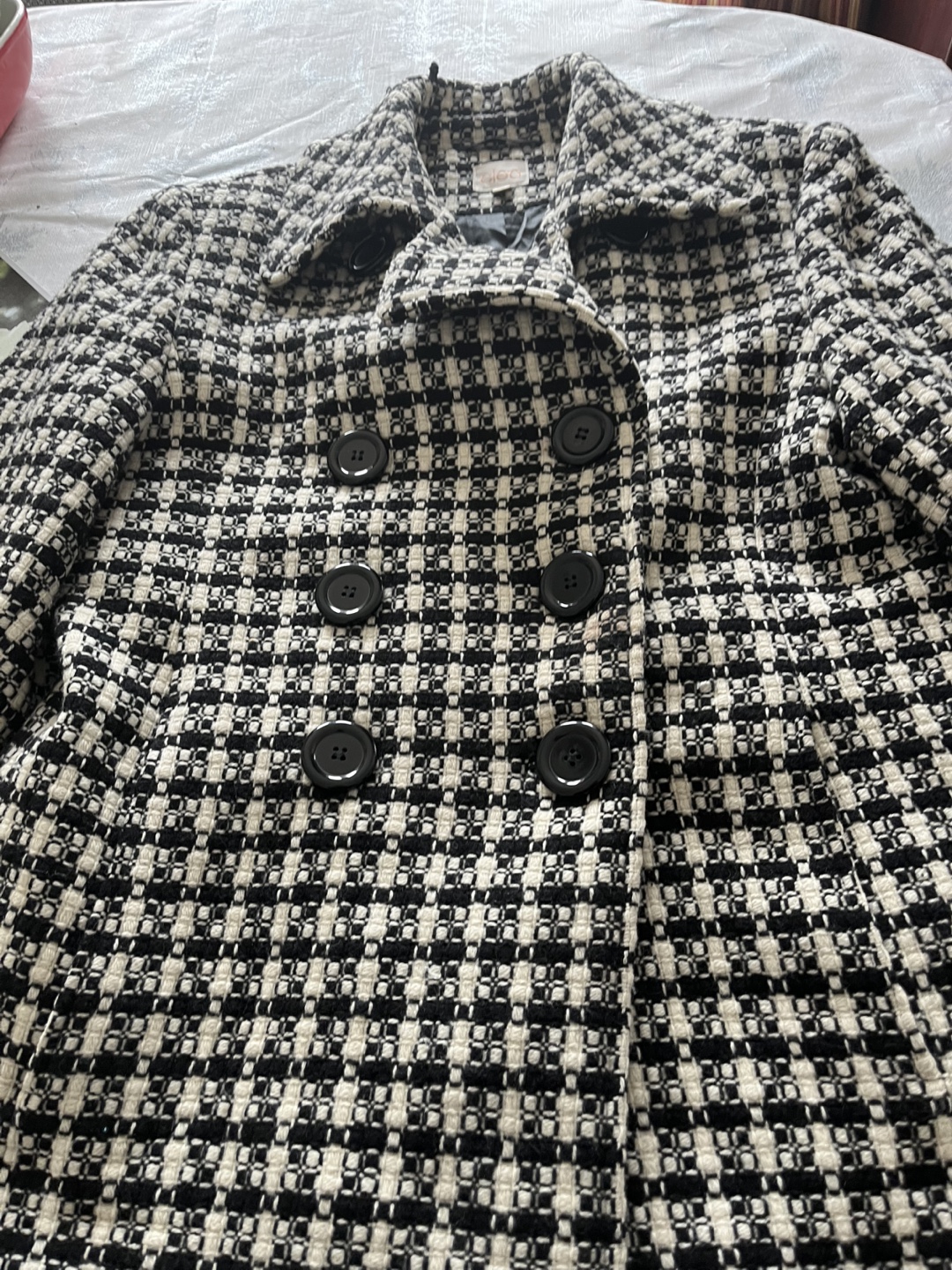 Cleo Women's Black and White Tweed Peacoat Size 10