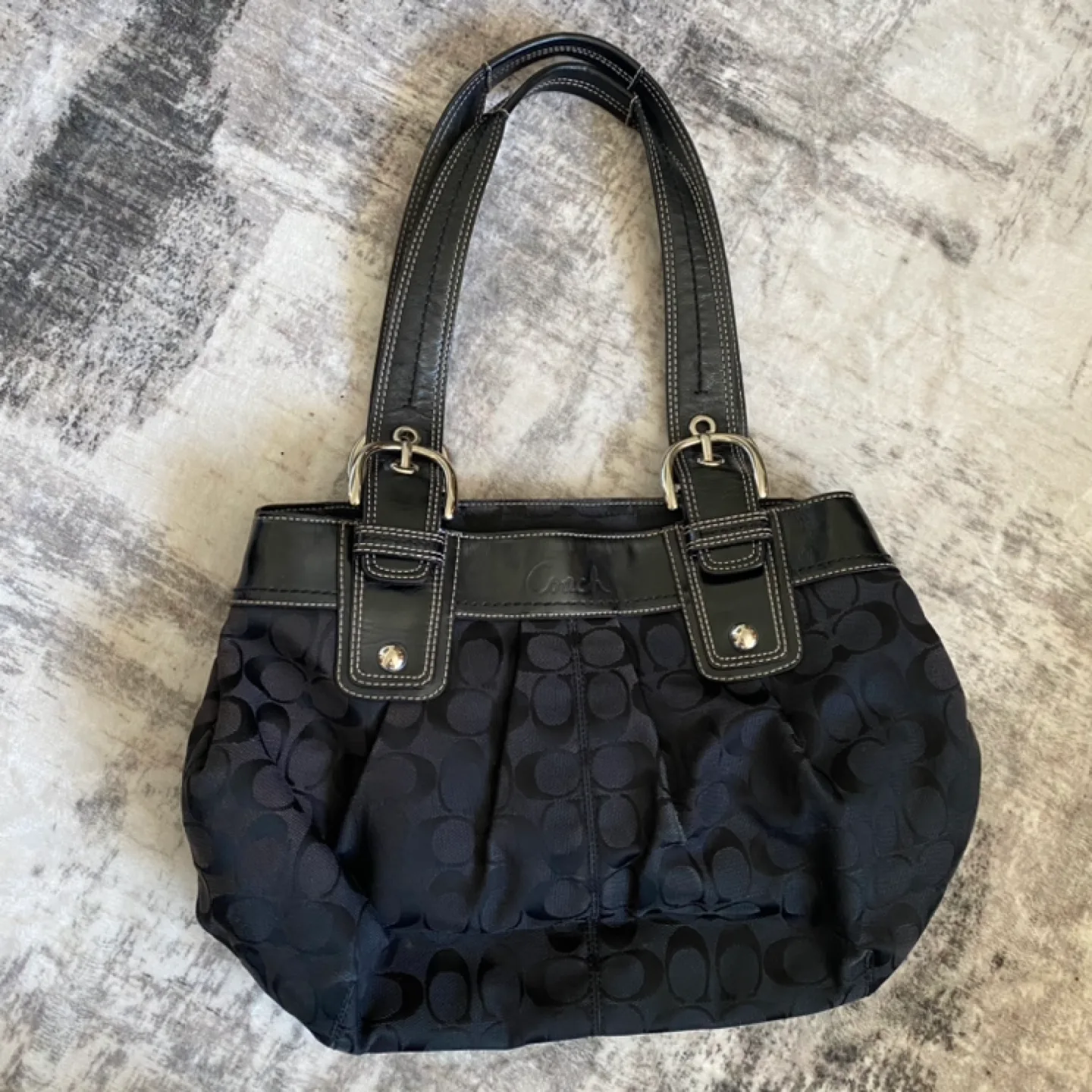Vintage Coach Black Signature C Handbag thumbnail