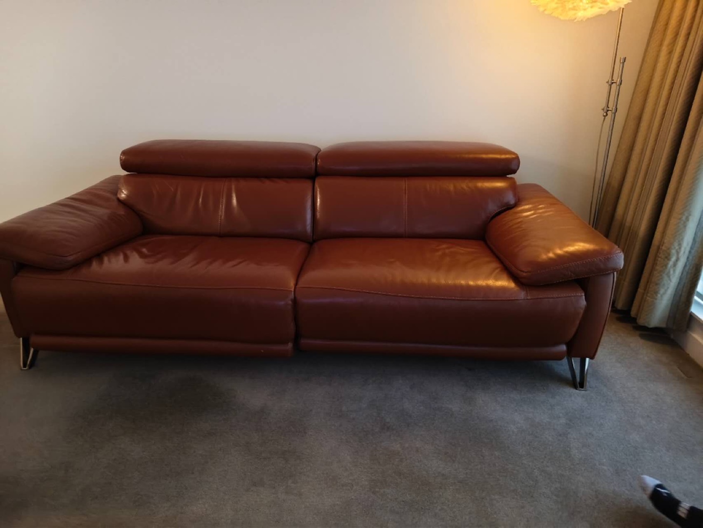 Reclining Leather Sofa - Brown - photo 3