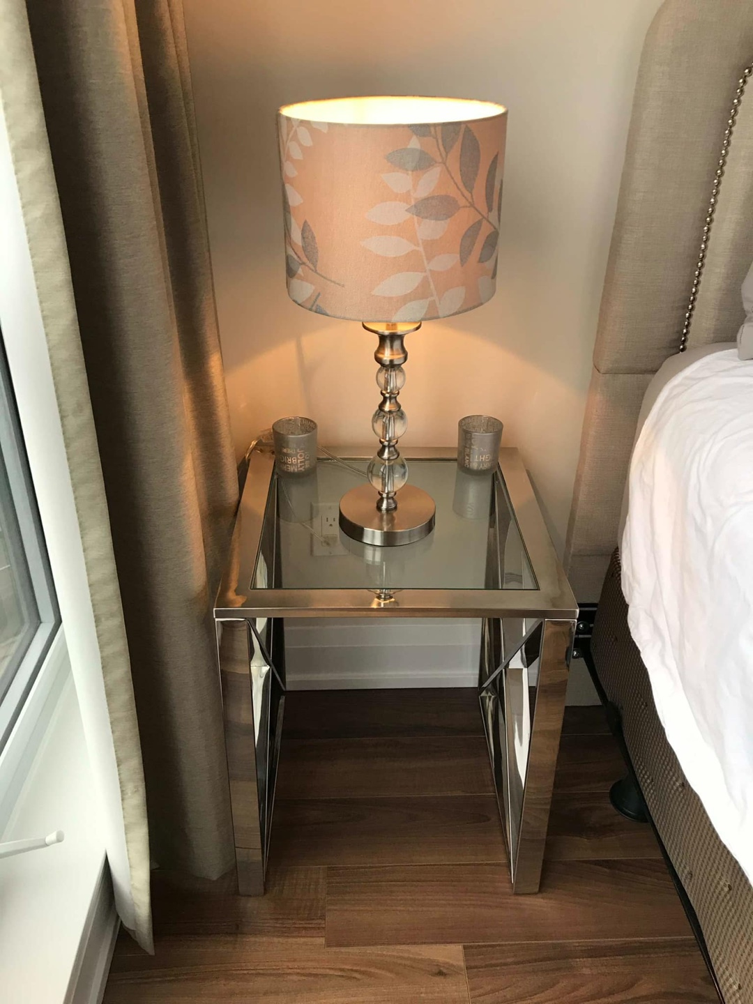 2 Chrome & Glass Night Tables - photo 3