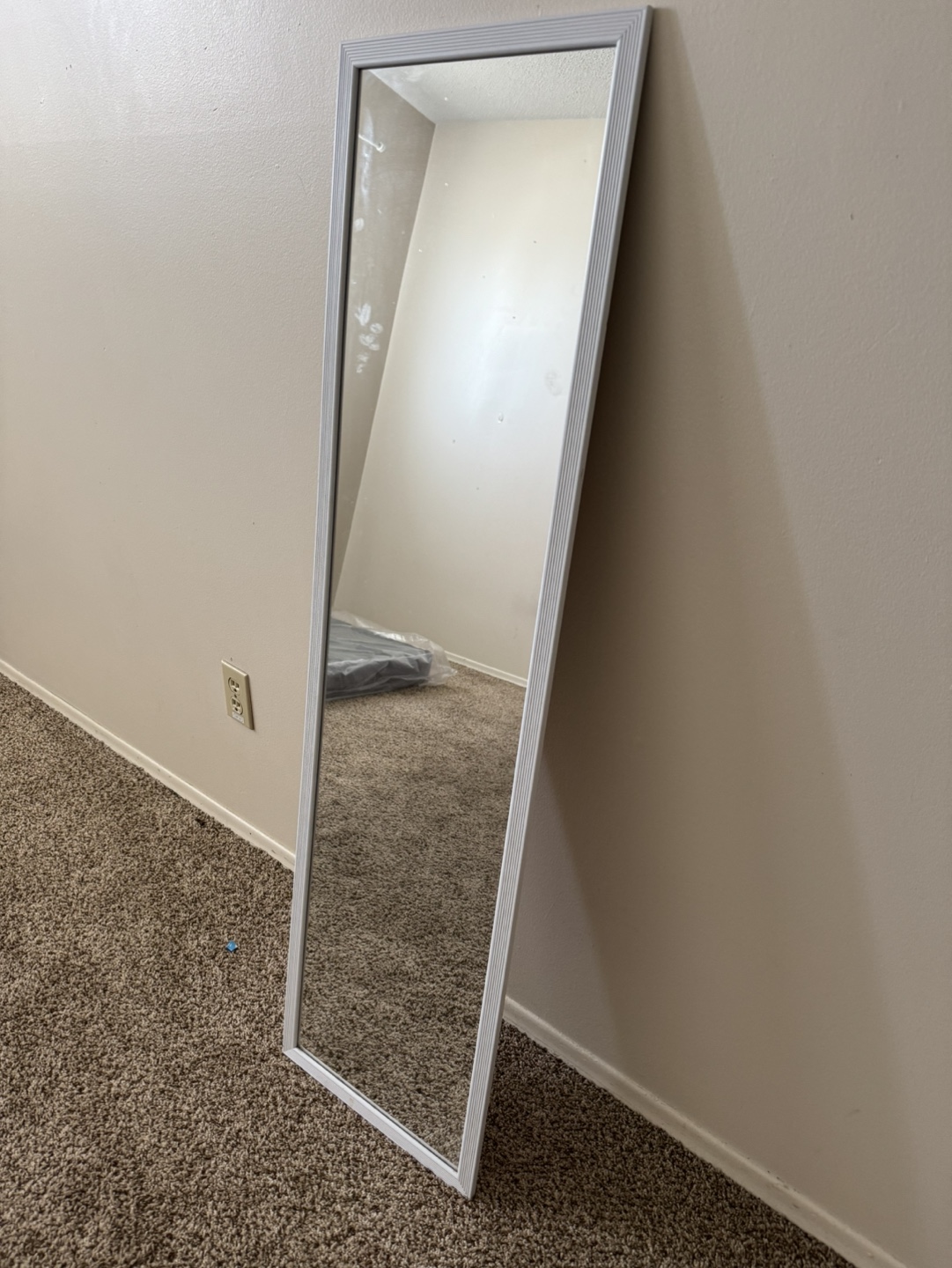Full Length White Framed Mirror - photo 3