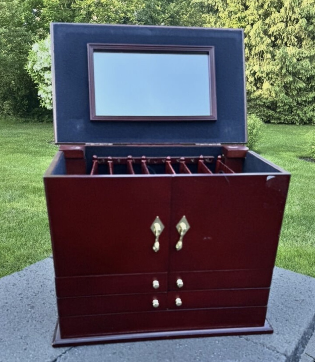 Large Wooden Jewelry Armoire with Mirror - photo 5