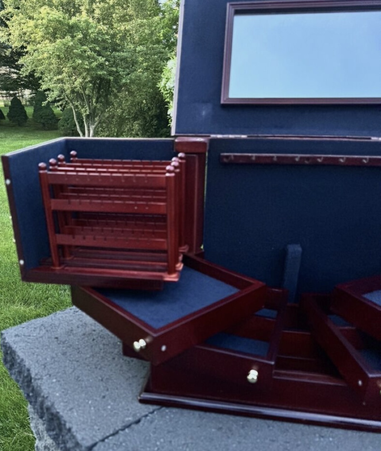 Large Wooden Jewelry Armoire with Mirror - photo 2