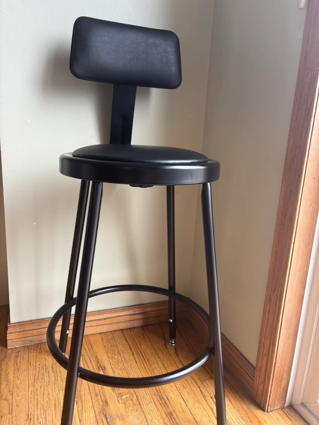 Black Adjustable Stool with Backrest image indicator(2)