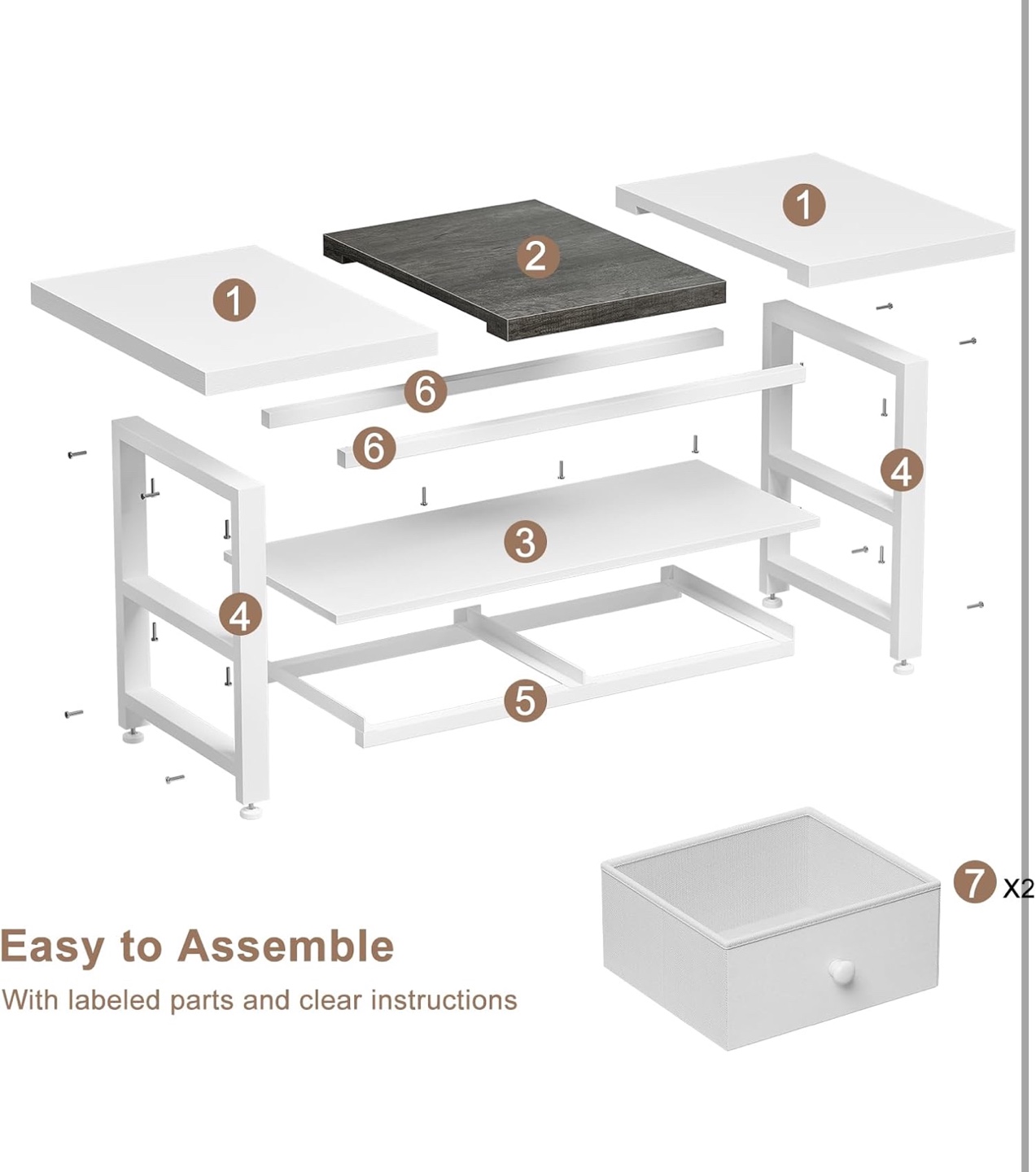 2-Tier Coffee Table with Storage - photo 3