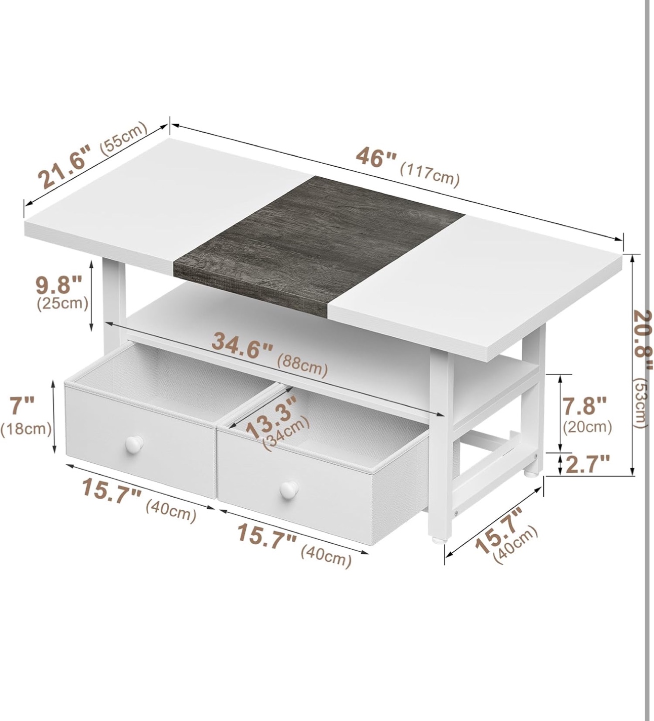 2-Tier Coffee Table with Storage - photo 4