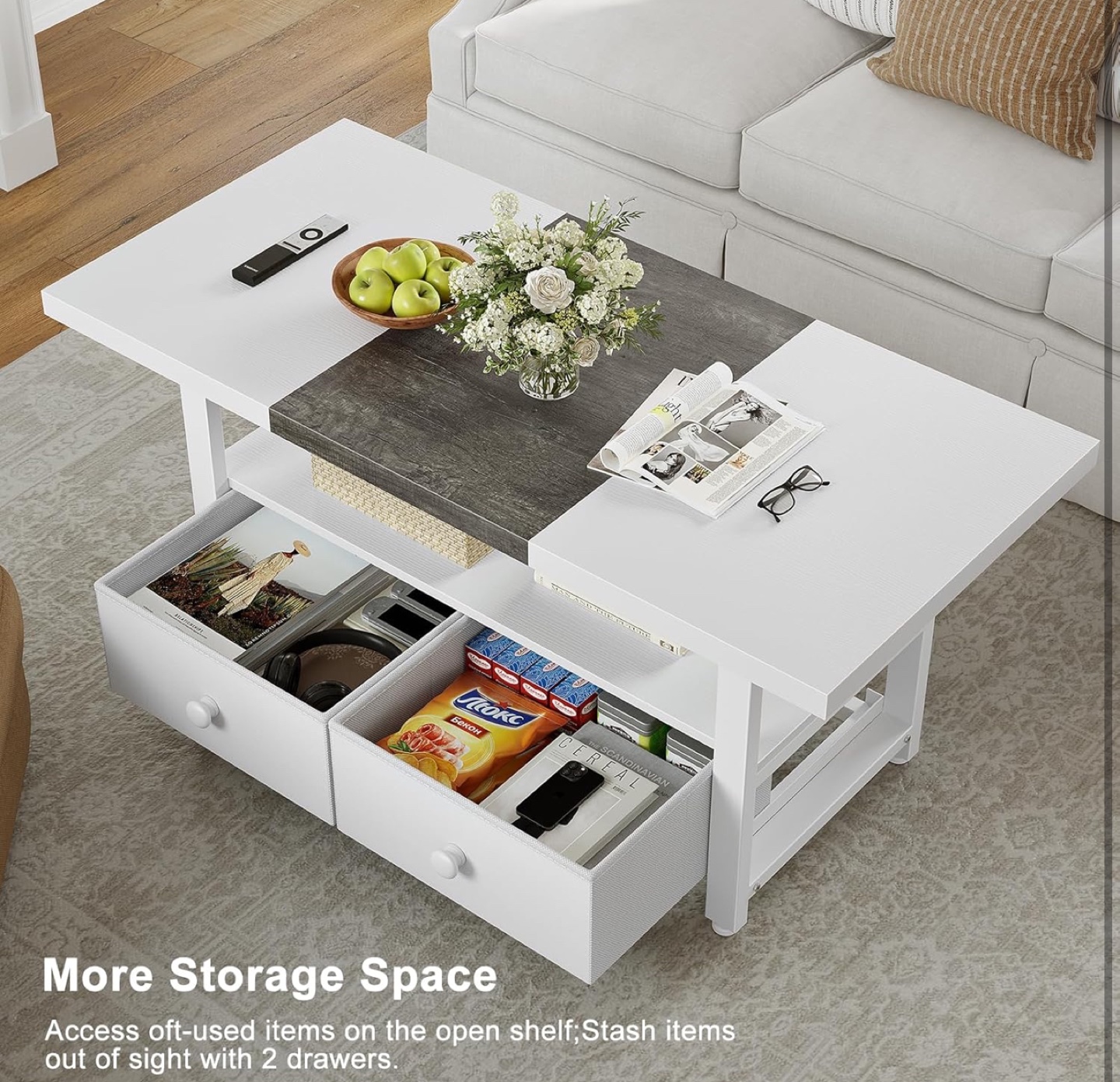 2-Tier Coffee Table with Storage - photo 2