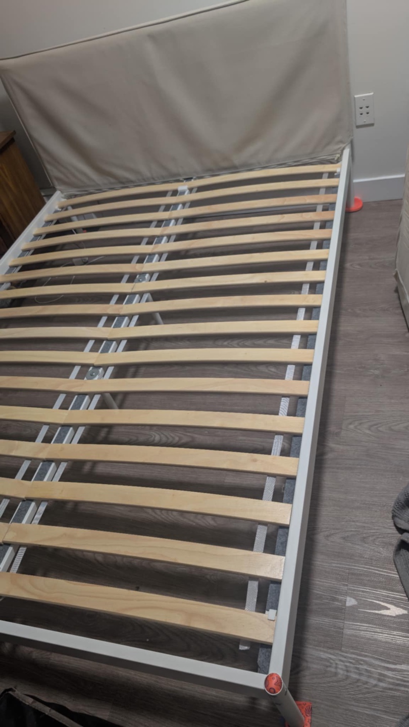 White Full/Double Bed Frame with Headboard and Mattress