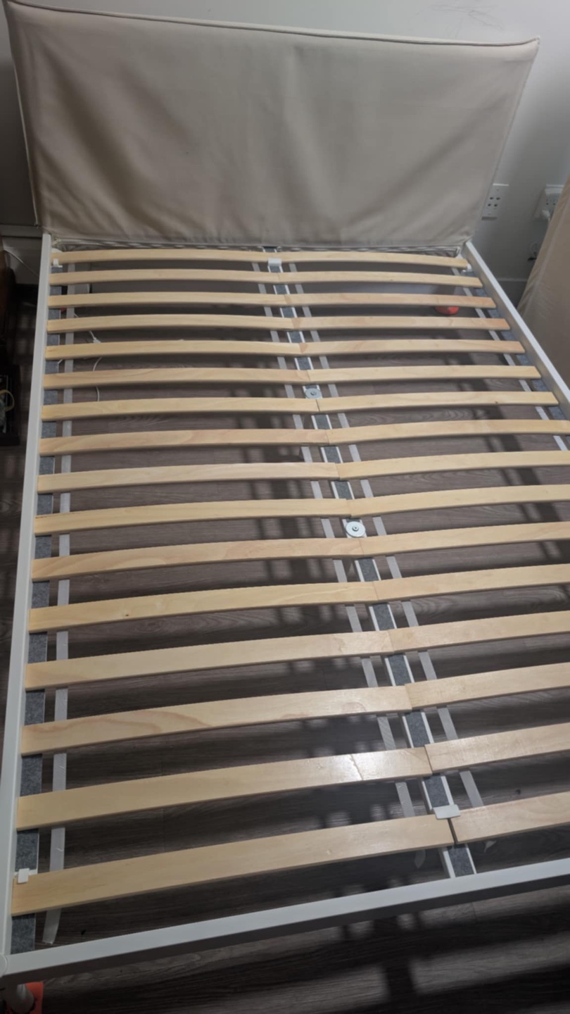 White Full/Double Bed Frame with Headboard and Mattress - photo 2