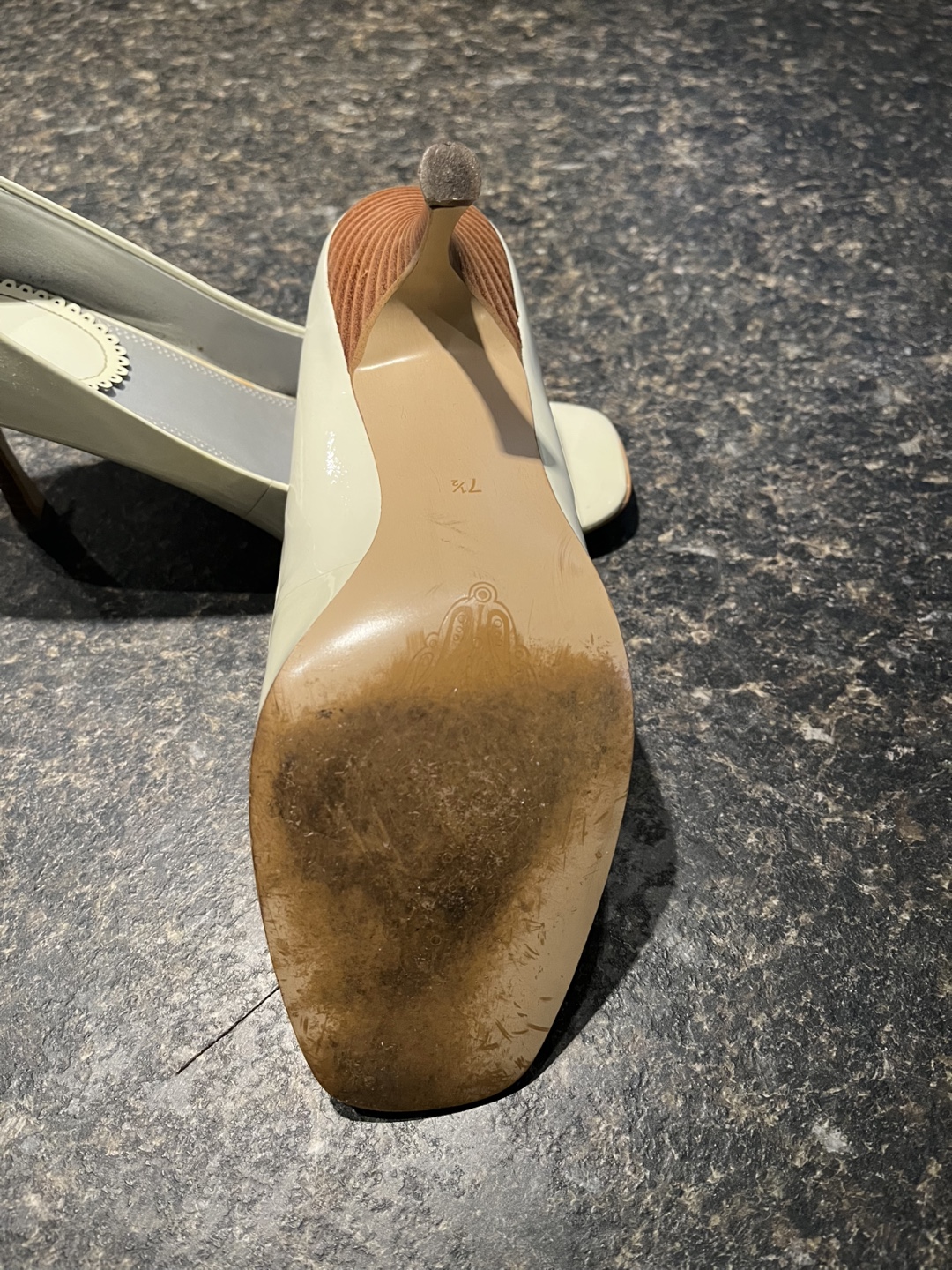 Hilary Radley - Nude Patent Leather Peep Toe Heels - photo 3