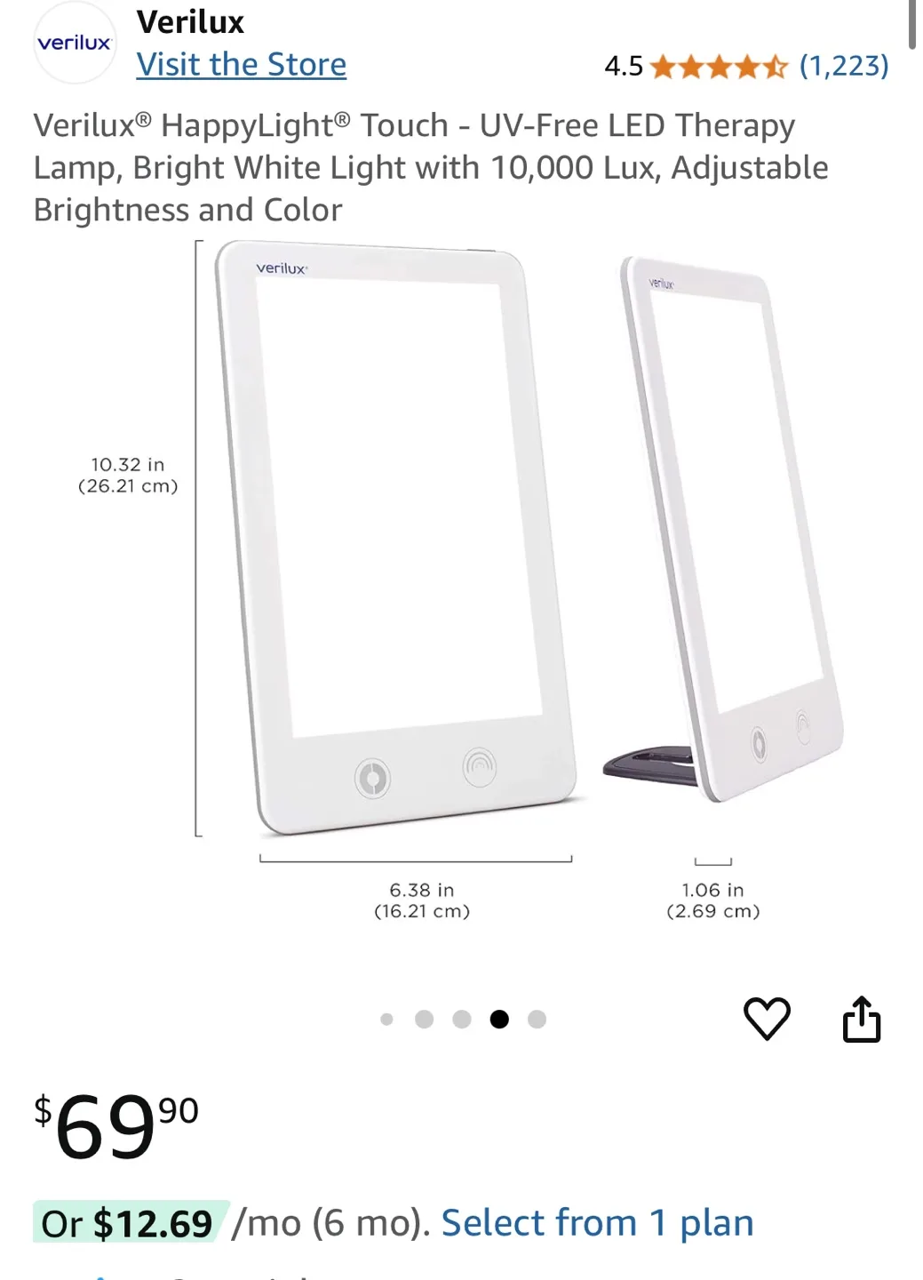 Verilux HappyLight Touch LED Light Therapy Lamp image indicator(4)