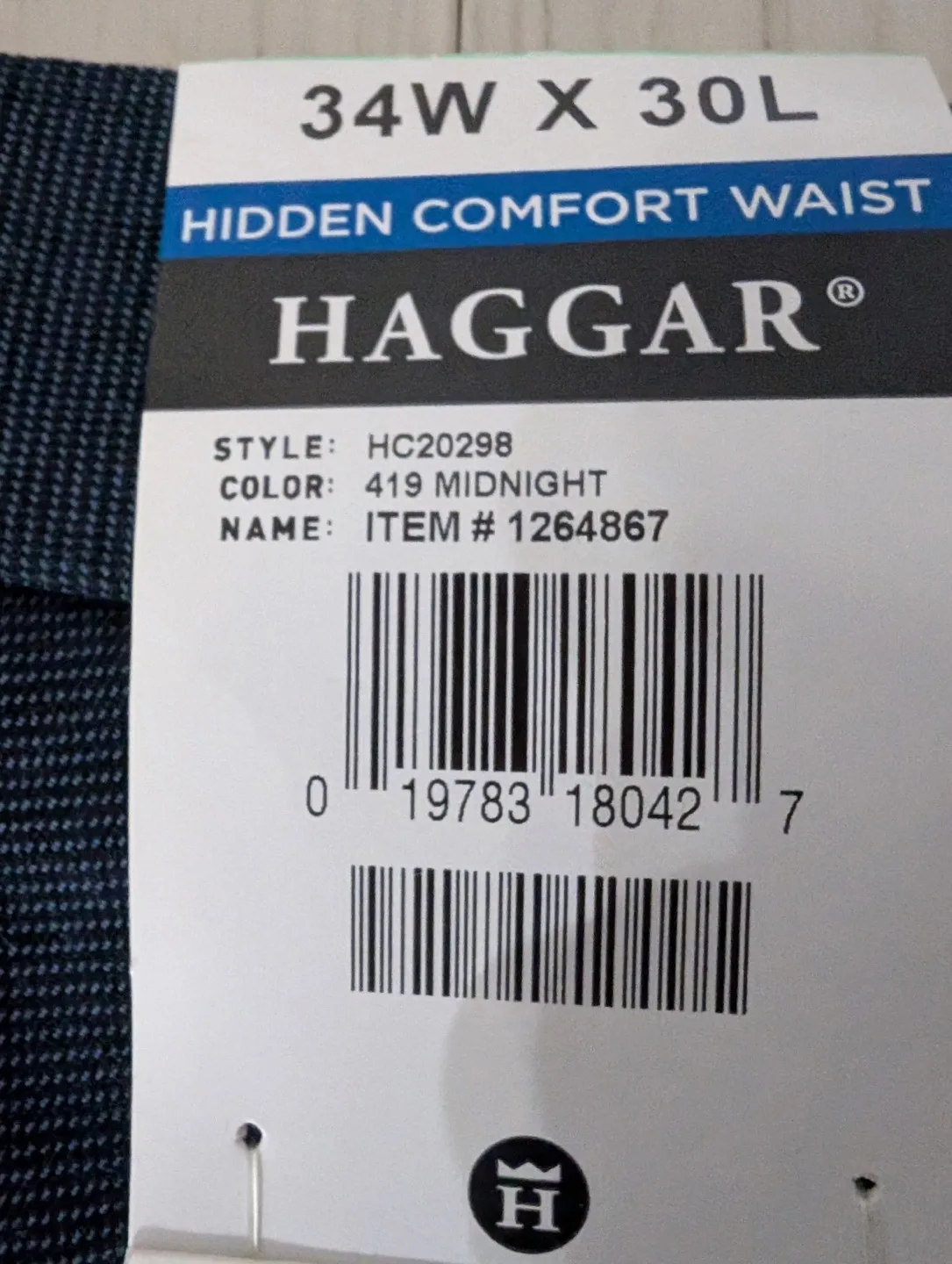 Haggar Men's Hidden Comfort Waist Pants - 34W x 30L - Midnight image indicator(3)