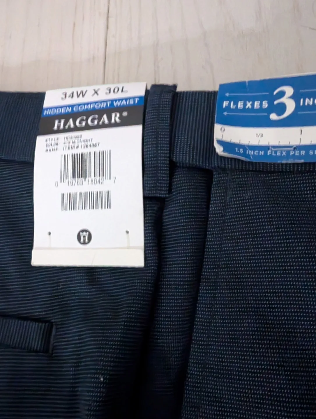 Haggar Men's Hidden Comfort Waist Pants - 34W x 30L - Midnight image indicator(2)