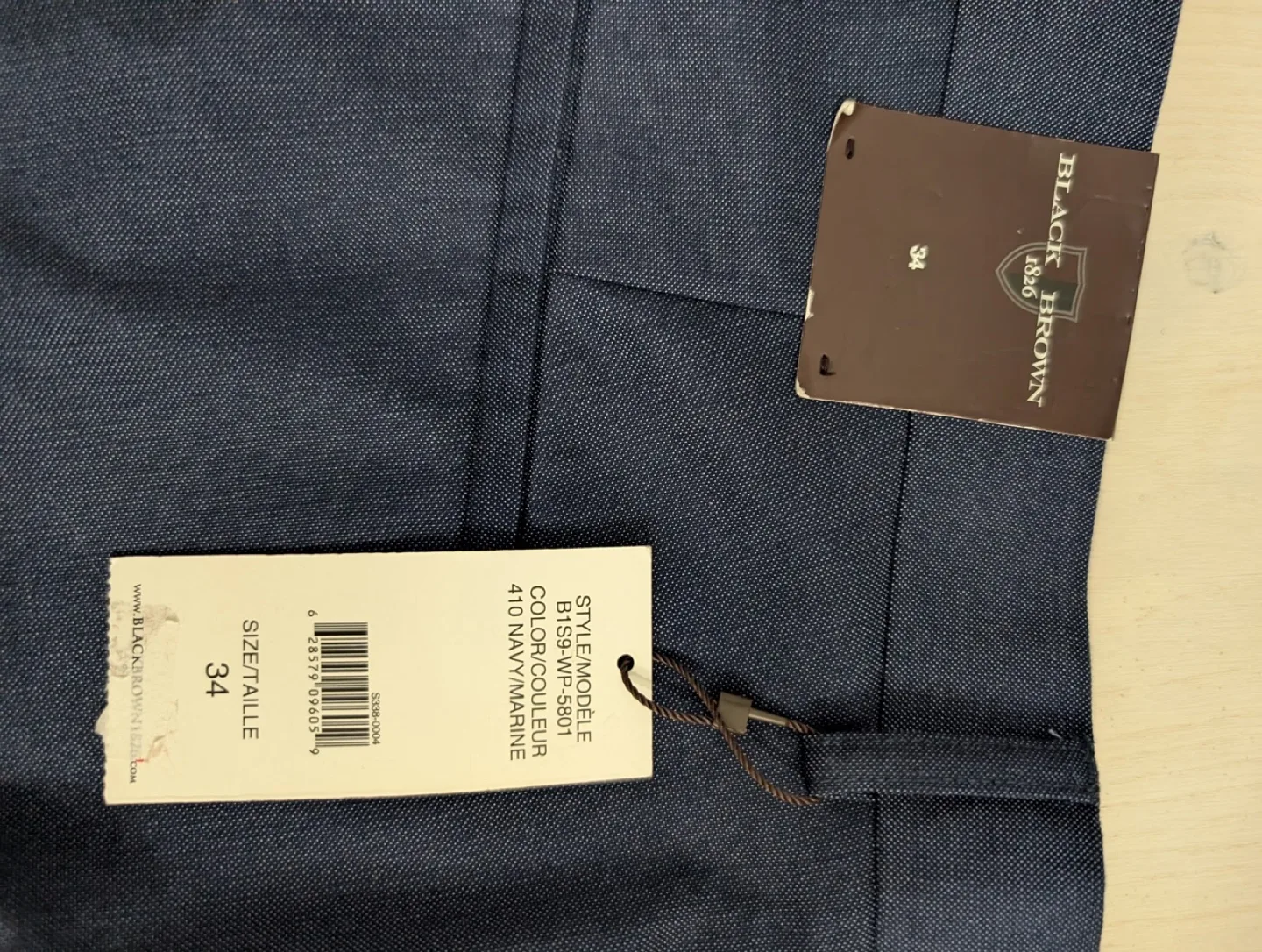 Blazer Brown Men's Navy Blue Cuffed Trousers - Size 34 image indicator(3)