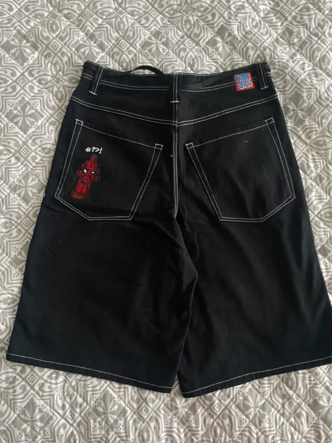 Empyre Loose Black Denim Skate Shorts image indicator(3)