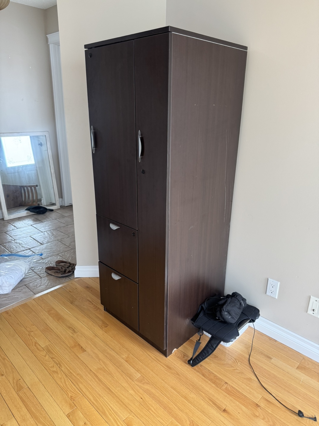 Dark Brown Office Cabinet with Two Drawers - photo 3