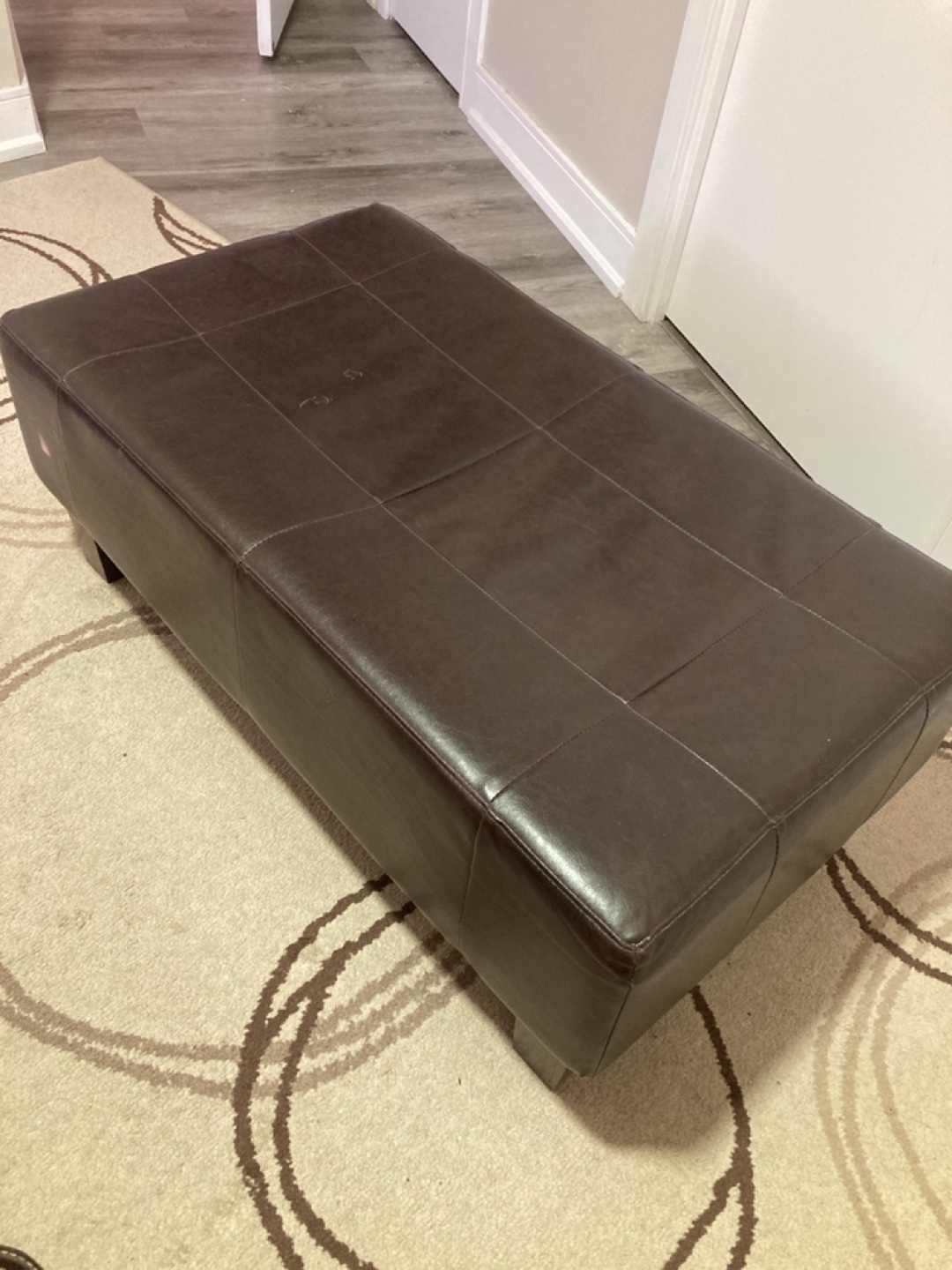 Brown Leather Ottoman bench - photo 2