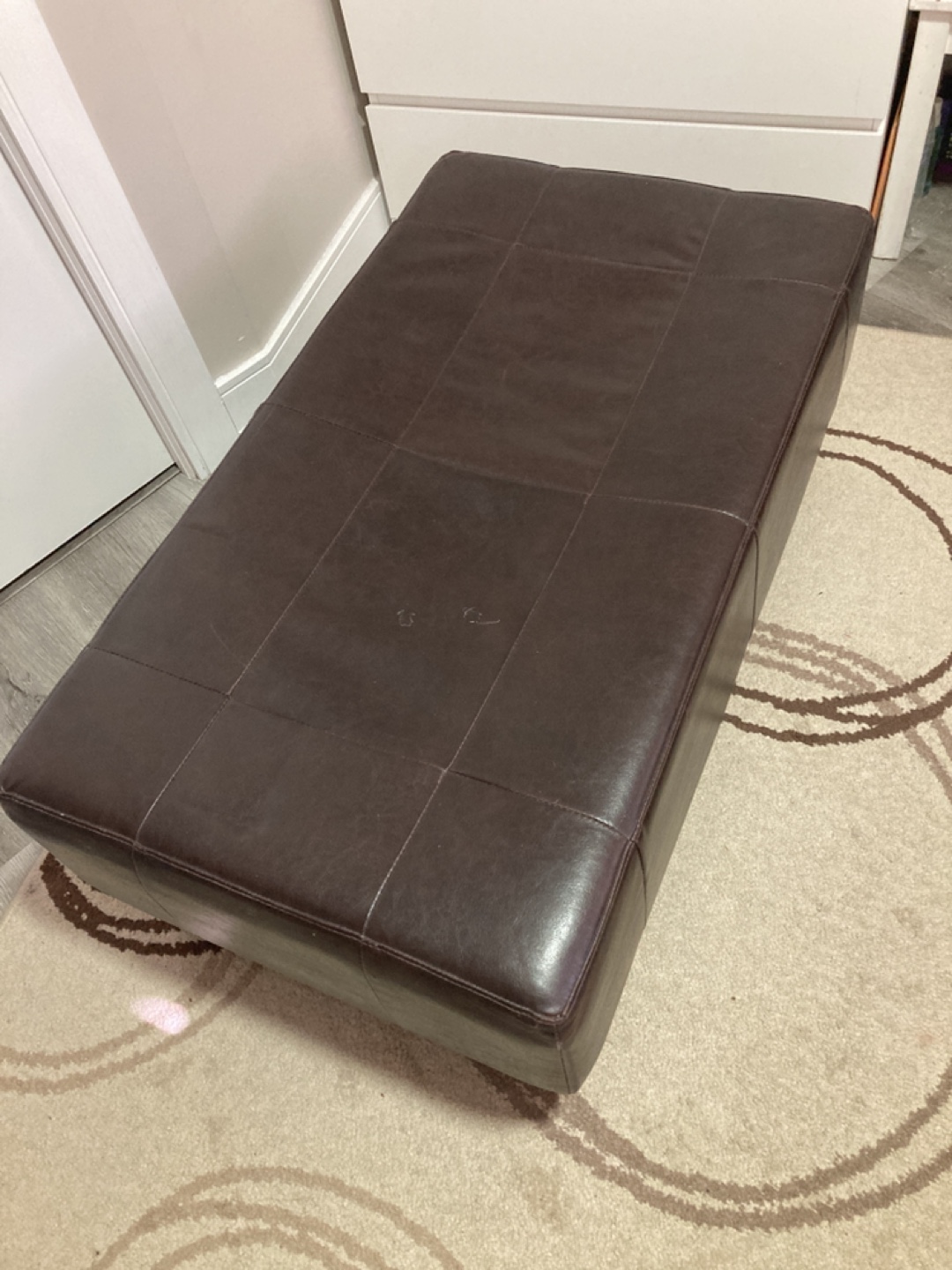 Brown Leather Ottoman bench