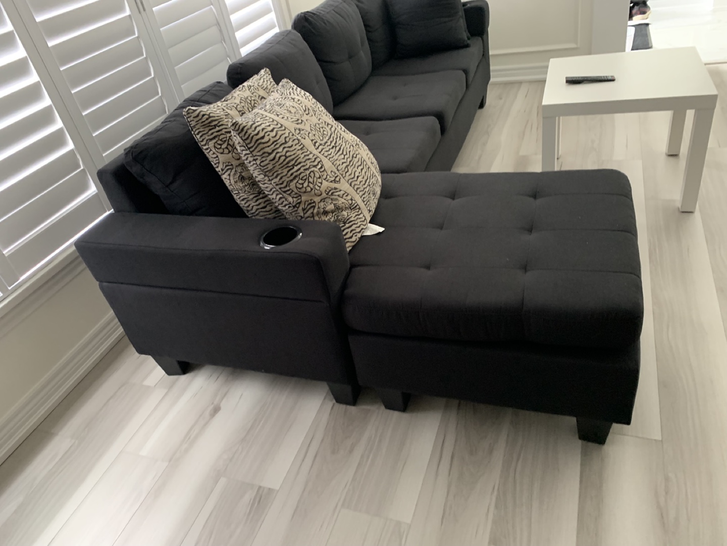 Black L-Shaped Sectional Sofa - photo 3