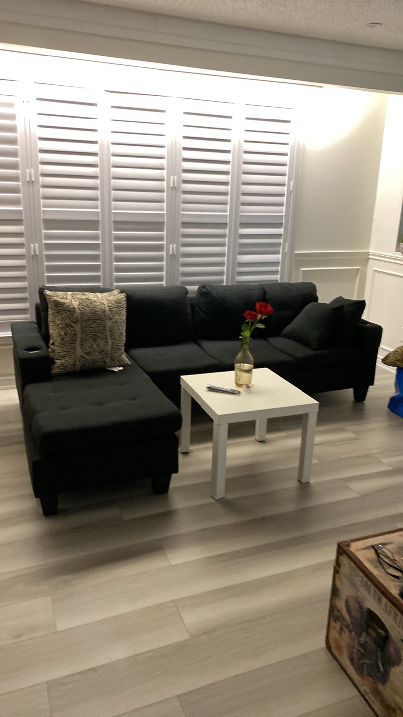 Black L-Shaped Sectional Sofa
