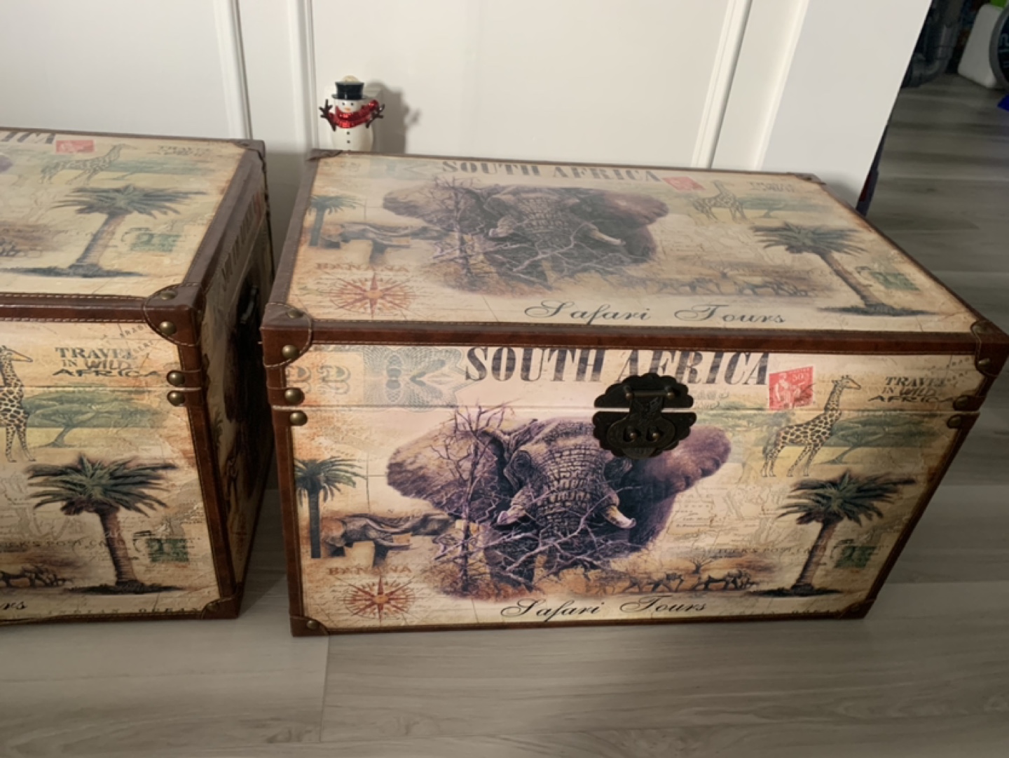 Pair of Vintage Safari-Themed Storage Trunks - photo 2