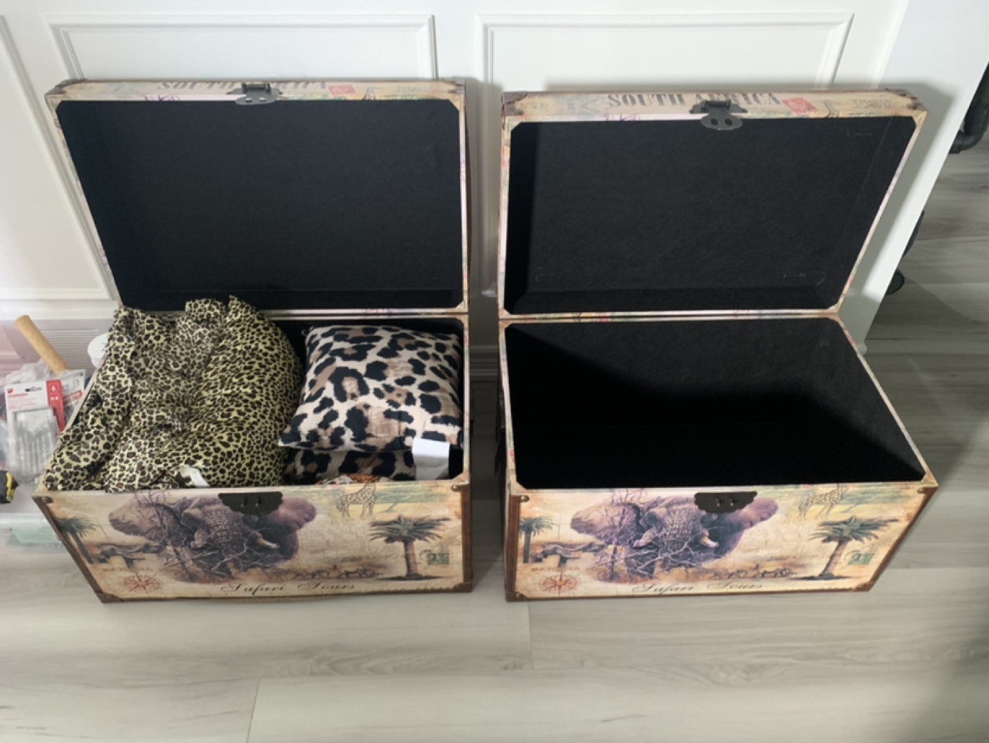 Pair of Vintage Safari-Themed Storage Trunks - photo 3