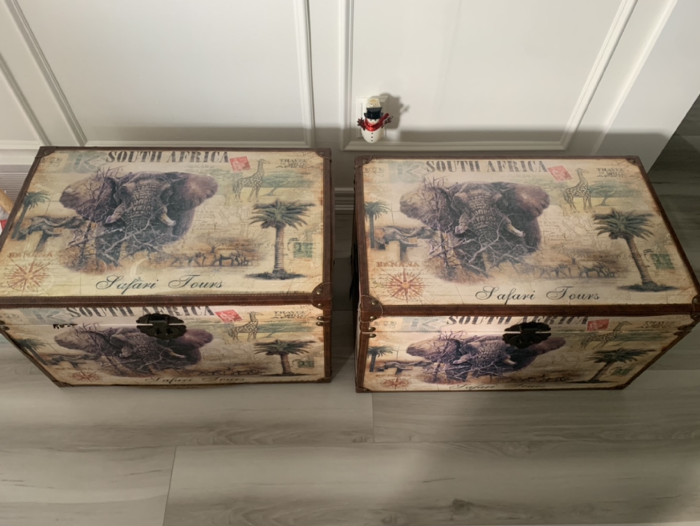 Pair of Vintage Safari-Themed Storage Trunks