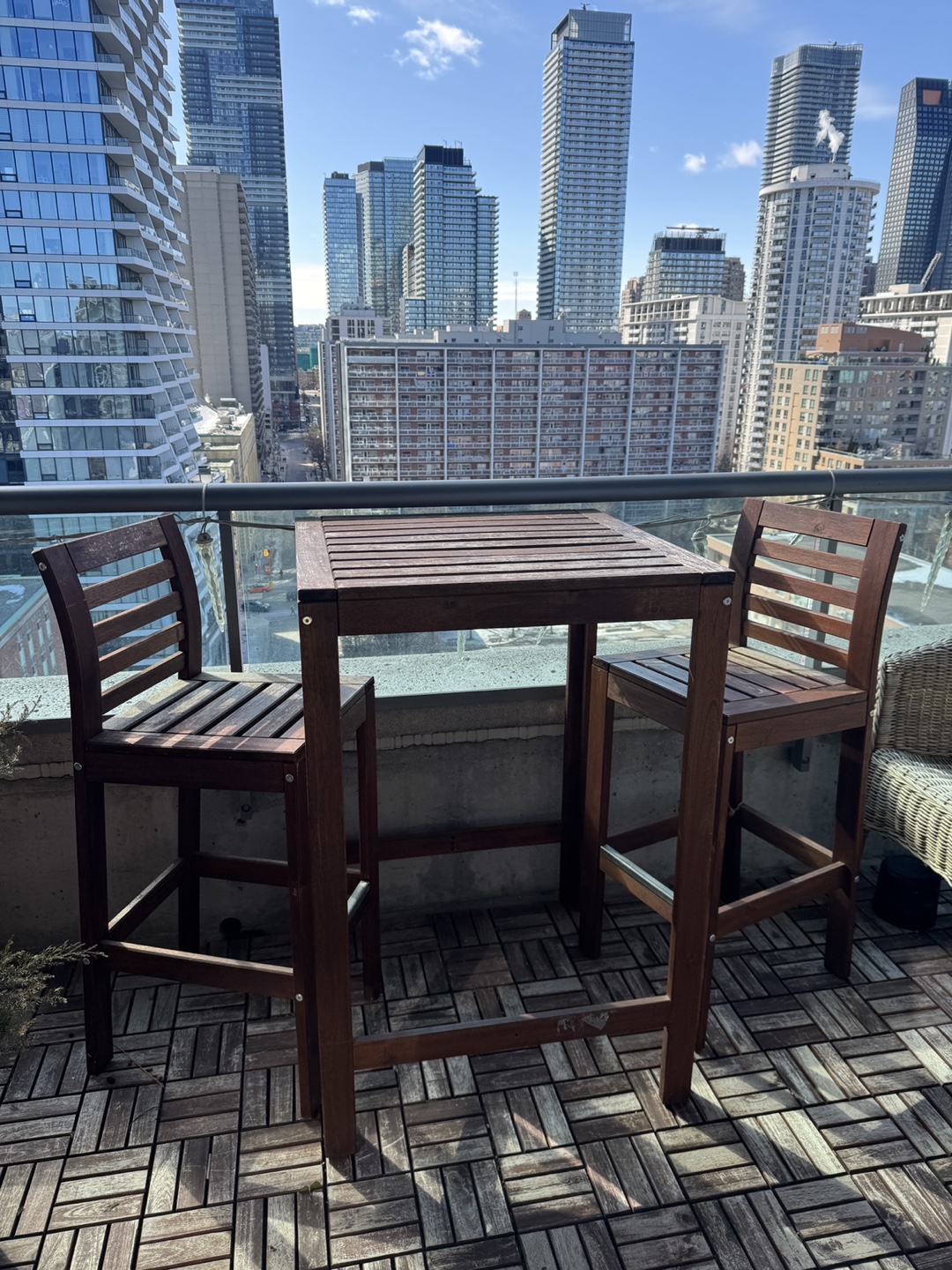 IKEA Balcony Table and Two Stools Set - photo 2