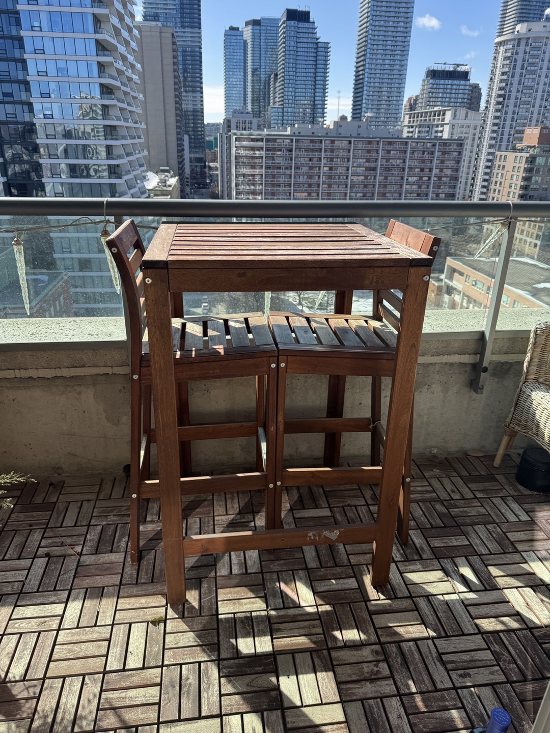 IKEA Balcony Table and Two Stools Set - photo 3