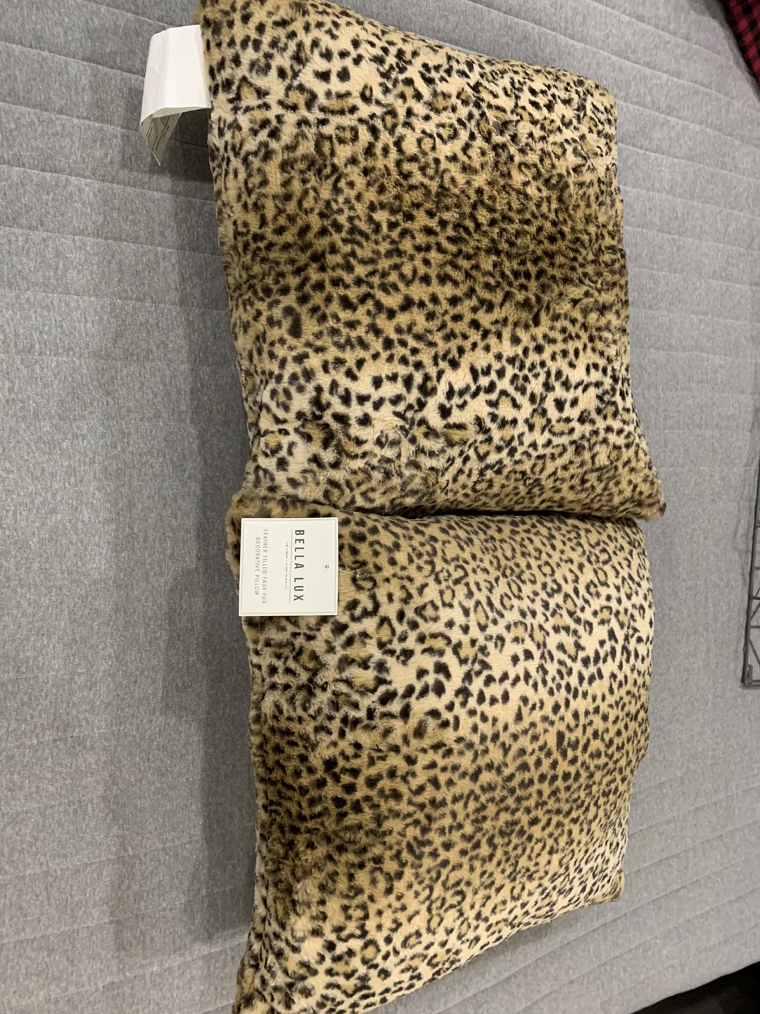 Pair of Leopard Print Faux Fur Throw Pillows - photo 2