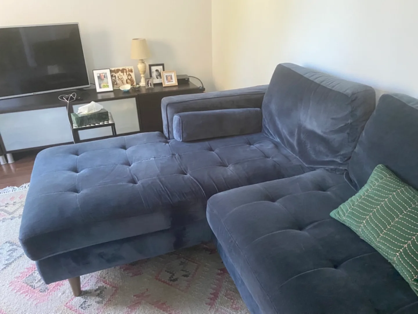 Dark Grey Velvet Sectional Sofa image indicator(3)