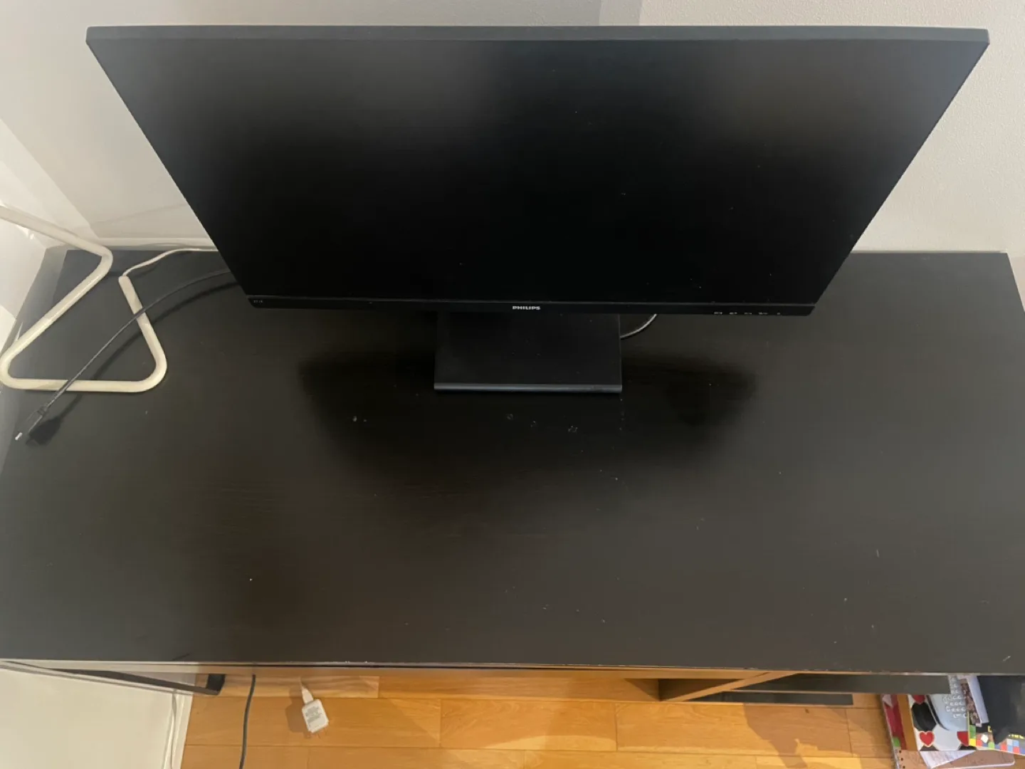 Black Ikea Desk with Drawer and Shelf image indicator(4)