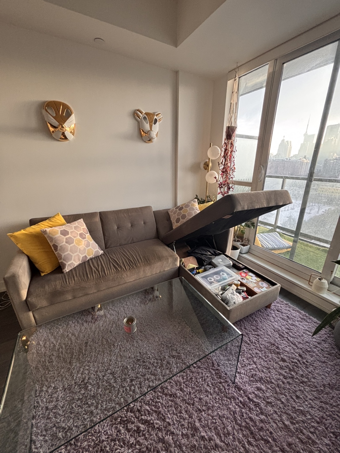 Grey Sectional Sofa with Storage Ottoman - photo 2