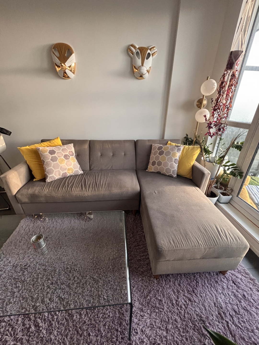 Grey Sectional Sofa with Storage Ottoman