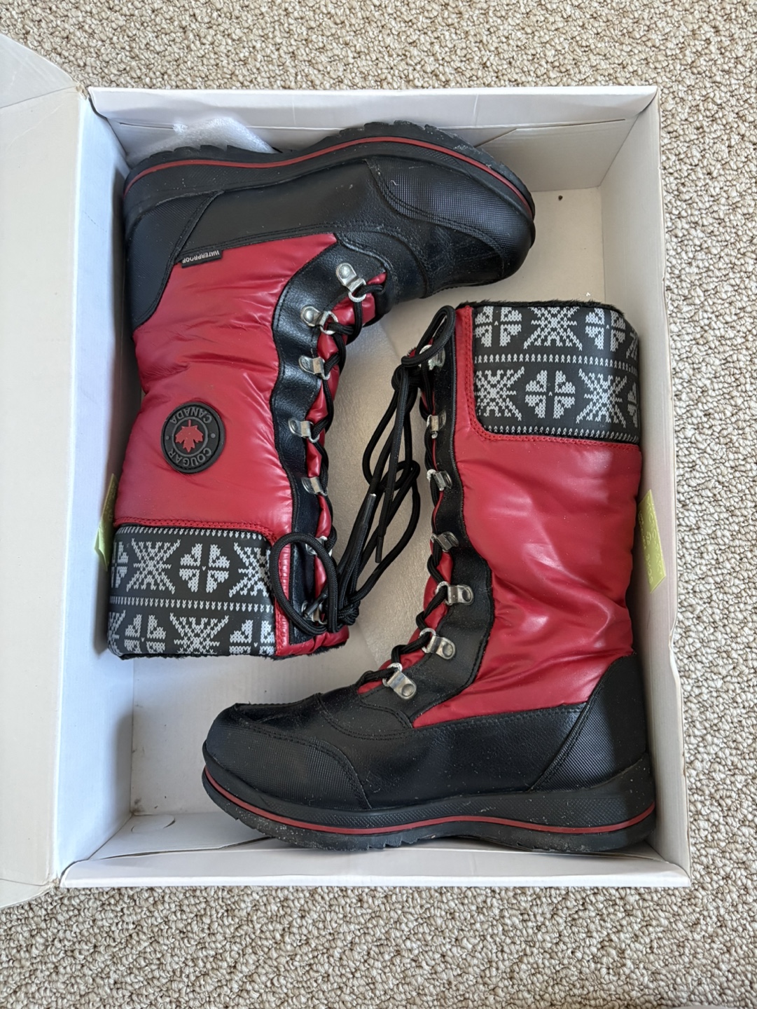 Cougar Canada Waterproof Winter Boots - Red & Black