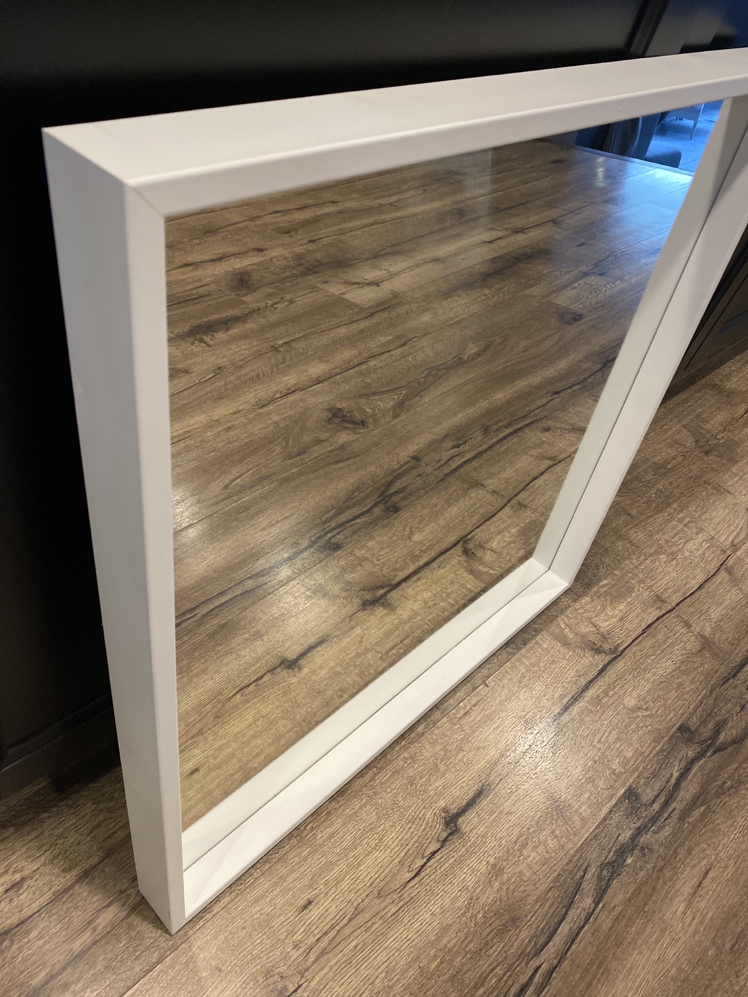 White framed square mirror - photo 2