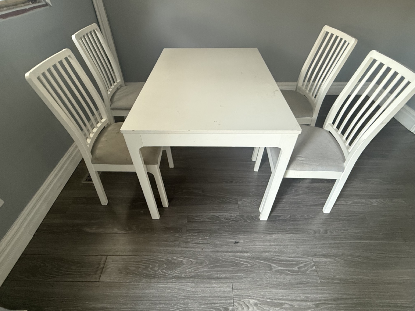 White Table and Four Chairs Dining Set
