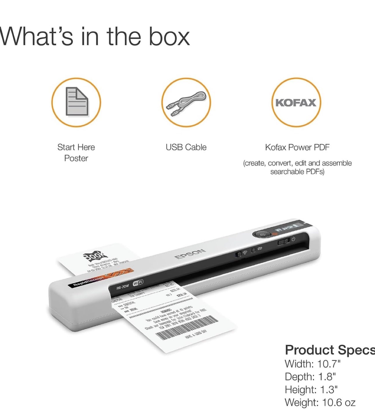 🧡Epson RapidReceipt RR-70W Portable Wifi Scanner - photo 3