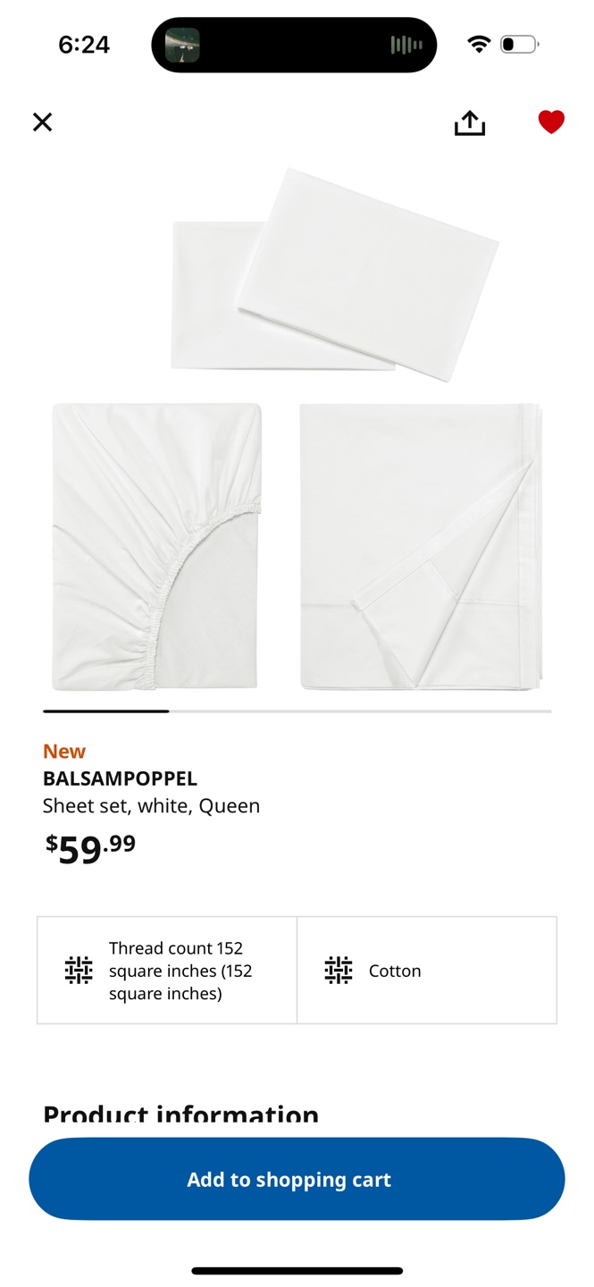 IKEA Balsampopel Queen Sheet Set - White
