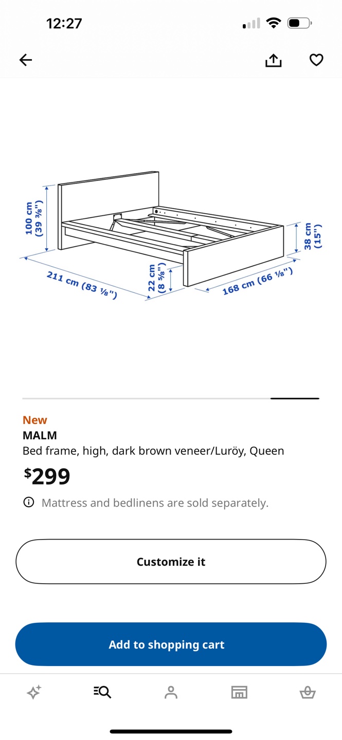 IKEA Queen Size MALM Bed Frame - Dark Brown - photo 4