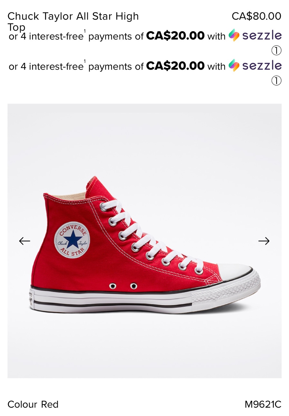 Converse Chuck Taylor All Star High Top Red Sneakers - photo 5
