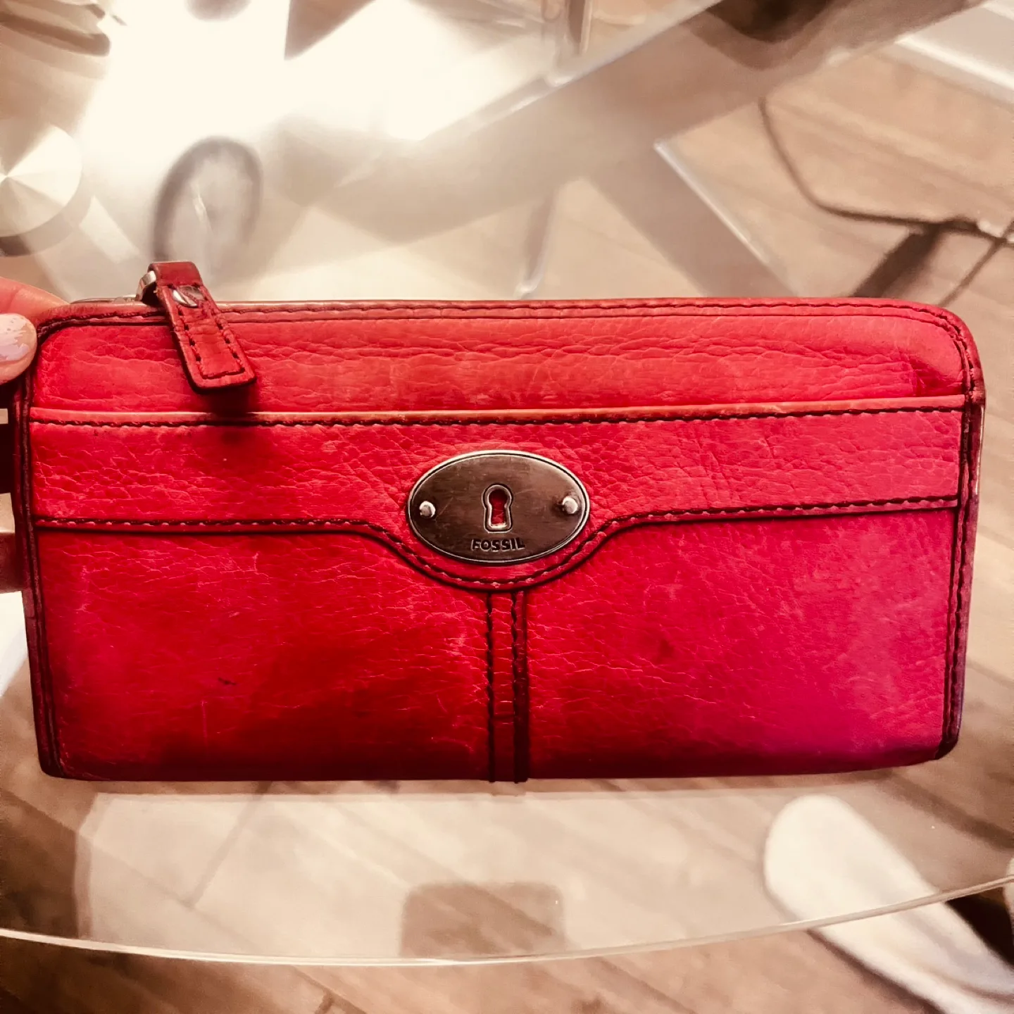 Fossil Red Leather Wallet thumbnail