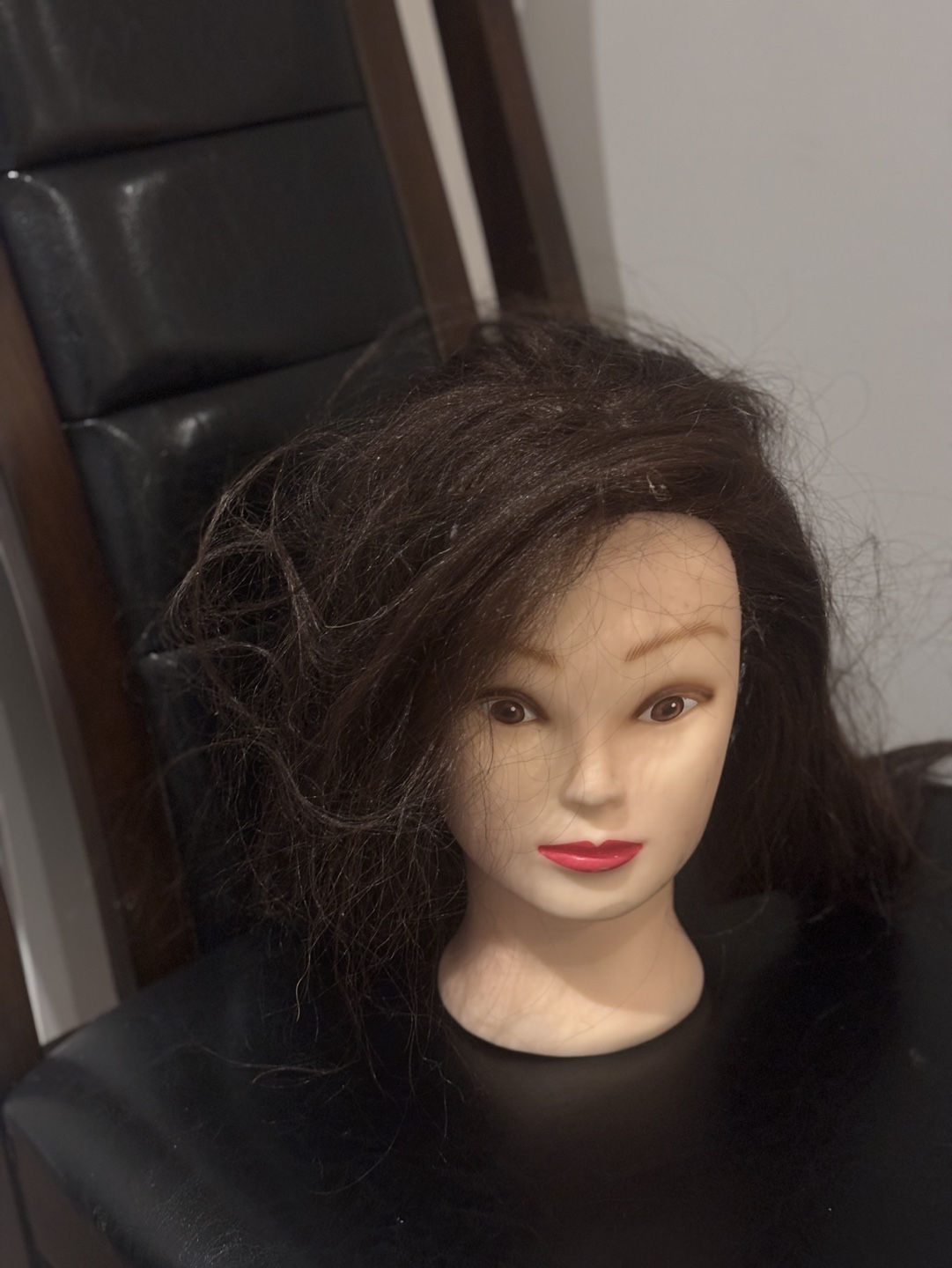 Mannequin Head with Long Brown Hair