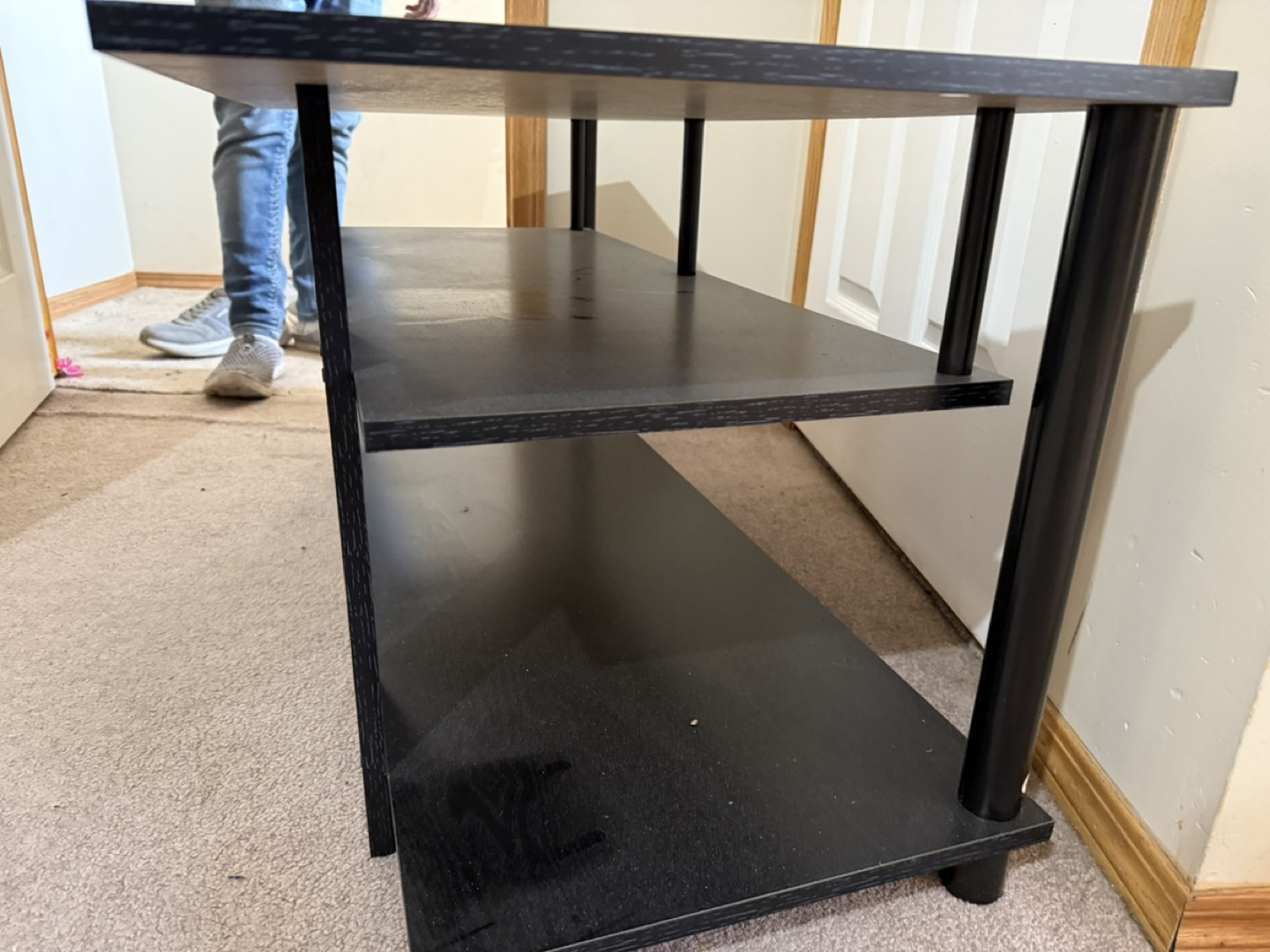 Black TV Stand with Shelves - photo 2