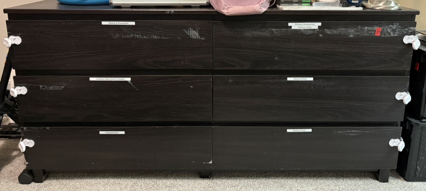Six-Drawer Dark Wood Dresser