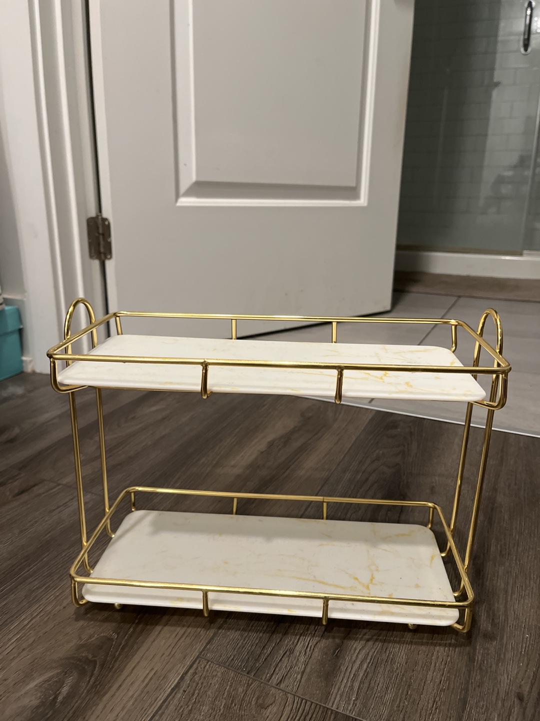 Two-Tiered Gold and Marble Organizer