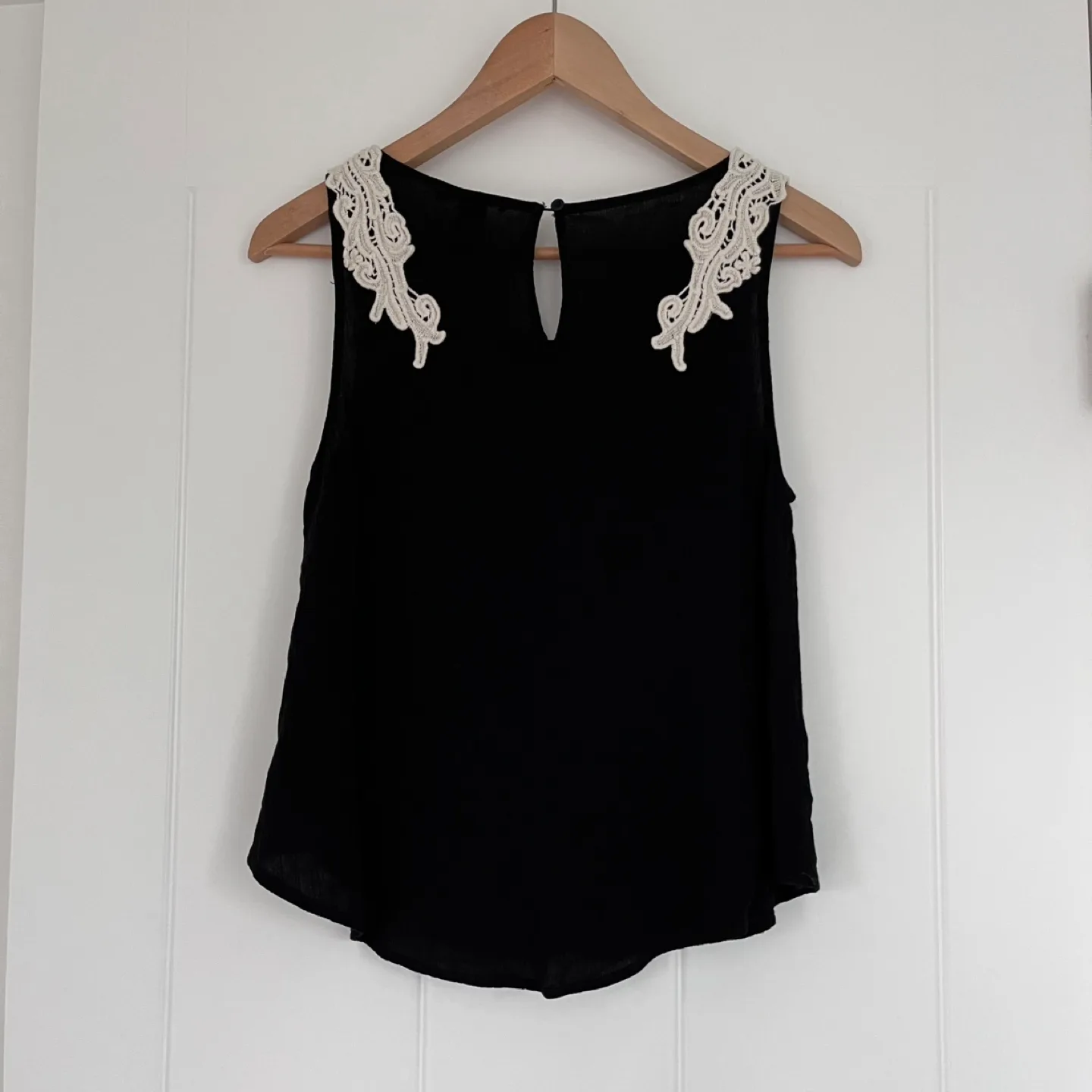 Forever 21 Black Lace Top Size Small image indicator(5)