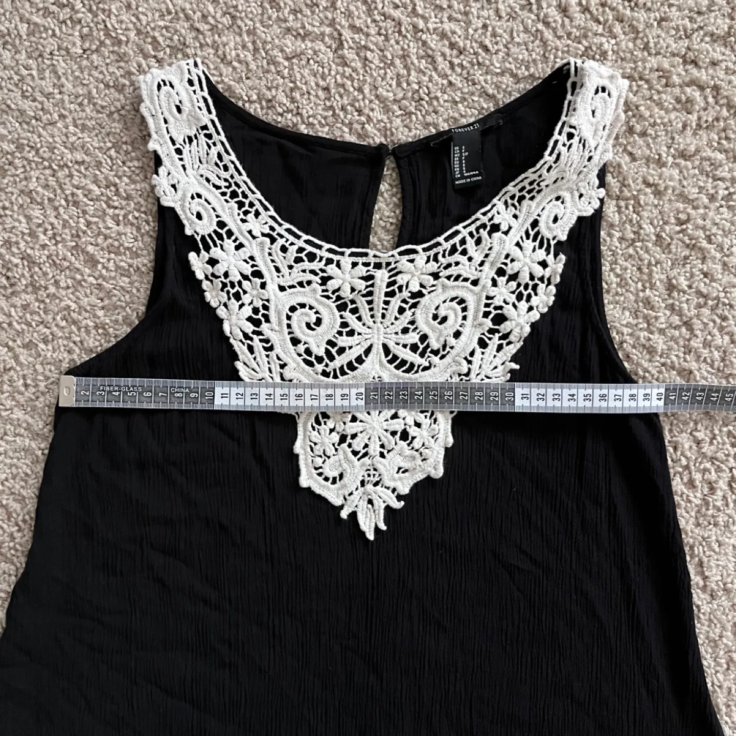 Forever 21 Black Lace Top Size Small image indicator(7)