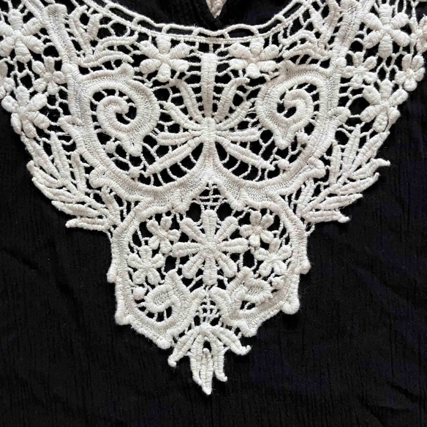 Forever 21 Black Lace Top Size Small image indicator(10)