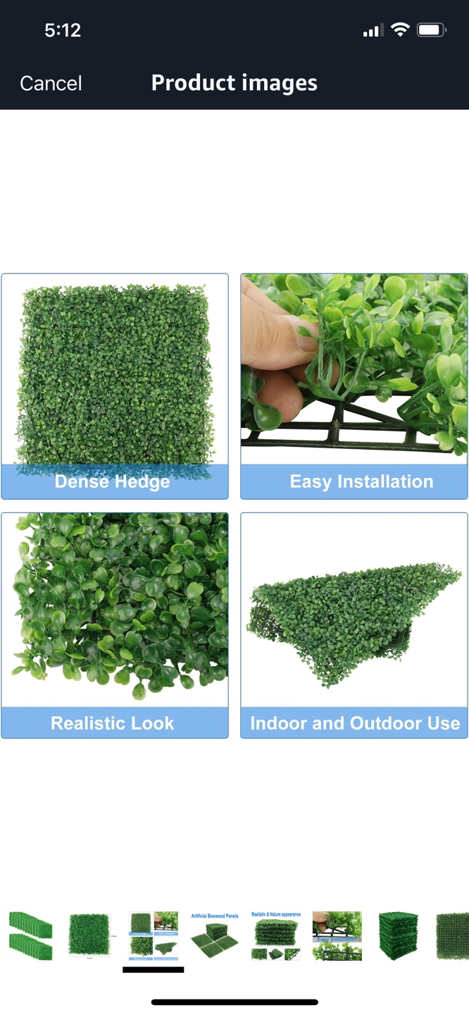 Artificial Boxwood Panels - 20x20cm, Set of 20 - photo 3